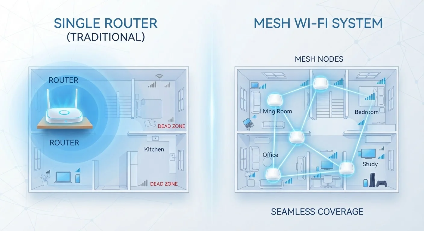 Mesh Wi-Fi vs. Traditional Router: How Each Handles a Modern Home